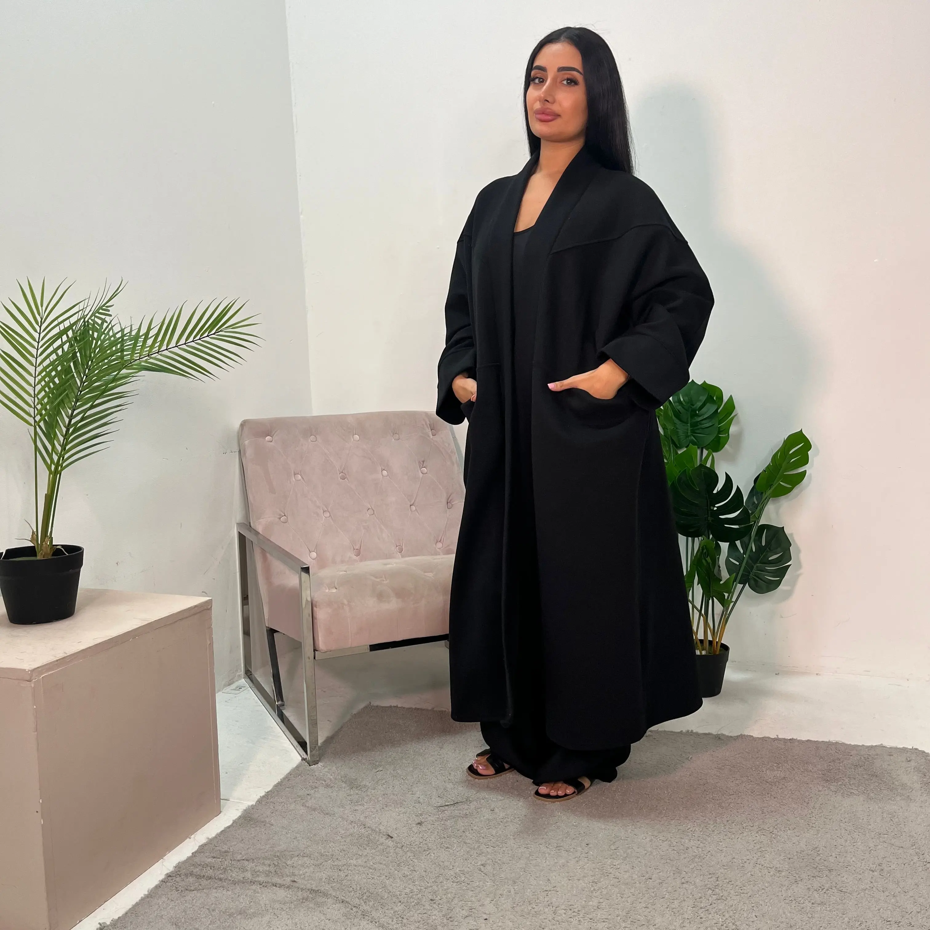 Lena Black Oversized Batwing Long Coat