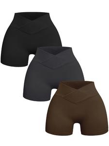 Women's Solid High Waist Ribbed Sports Gym Shorts, Summer Clothes Women Breathable Comfortable Textured High Stretch Seamless Short Leggings, Ladies Sportswear, Gym Clothing