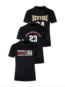 Men's Letter Print Round Neck Tee, Loose Casual Short Sleeve T-shirt for Summer, Men's Top for Daily Wear, Tropical