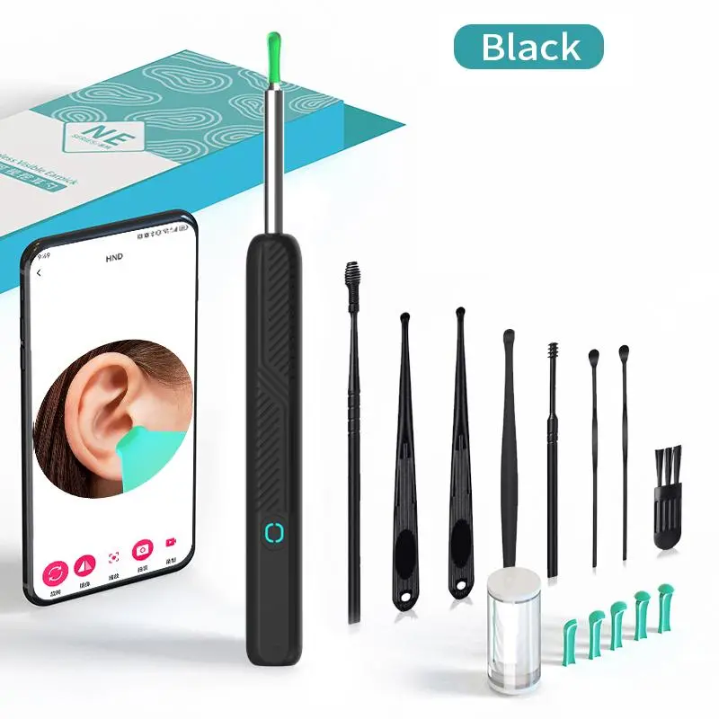 Rechargeable Earwax Removal Tool Set with Camera: 360° Wide Angle Ear Cleaner Compatible with iPhone and Android, Waterproof and User-Friendly, Ideal Ear Care Gift Set