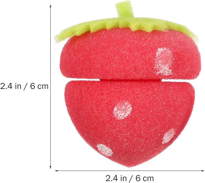 12pcs Hair Curler Foam Roller Cute Hair Styling Rollers for Women Sponges Strawberry Curlers Sponge Rollers for Hair Hot Rollers Foam Hair Rollers Hair Care Foam Rollers Balls Red 3