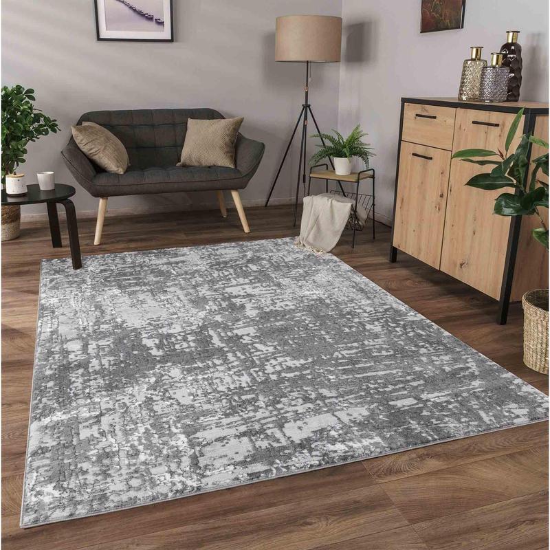 Serenity Abstract Lines Rug - Grey 1