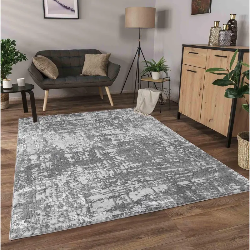 Serenity Abstract Lines Rug - Grey 1