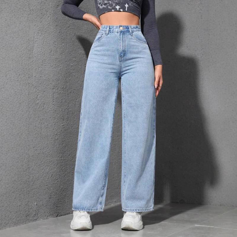 2025 spring new American wide leg jeans women light color washed loose slim mopping denim trousers 0