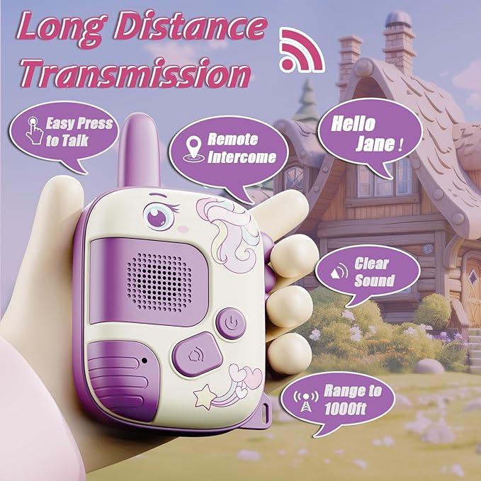 2PCS Walkie Talkie for Kids, Unicorn Gifts for Girls 3 4 5 6 7 Year Old Girls Toys for Girls Age 3-9 Walkie Talkie Kids Toys Age 4 5 6 7 8 Birthday Presents Xmas Gifts Outdoor Toys Unicorn Toys 1