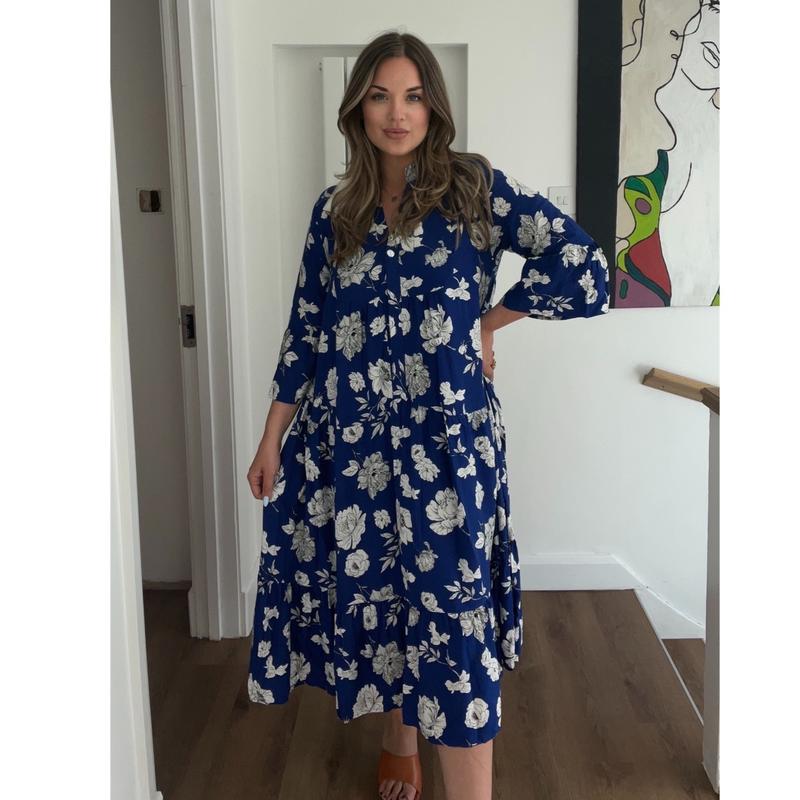 BIBI Floral Midi Dress 8-20 in 4 Colours - Casual Women's Dress for Summer Comfort - Womenswear (FY9038) 1