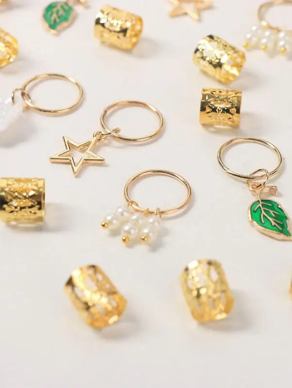 40pcs Gold Color Hair Rings Set, Street Style Party Braids Hair Accessories, Women Hair Clips, Summer Braid Decorations - hair accessories women 1