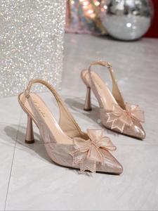 Elegant Women's Summer Bow High Heels, Comfortable Sequins Design, Perfect for Spring, Summer Events, Parties, Birthdays, School Season, Christmas