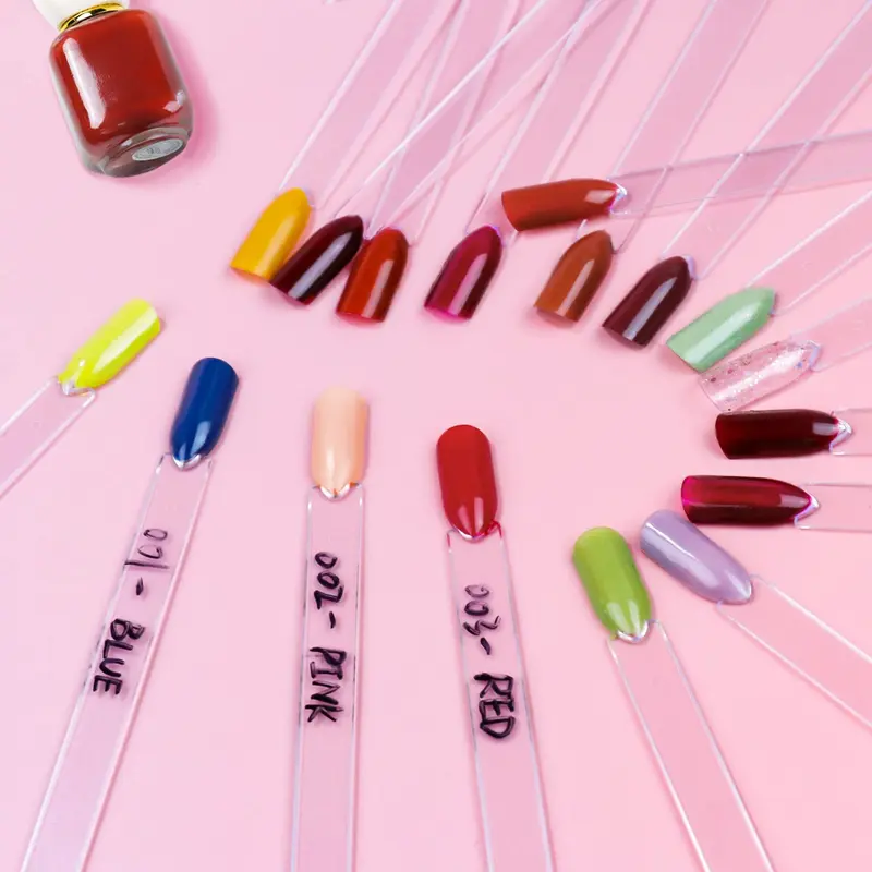 100 PCS Nail Swatch Sticks with labels, Clear Nail Display with Ring Holder, Nail Polish Practices Sticks, Nail Art Display for Nail Art Polish 2