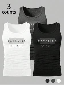 Men's Letter Print Tank Top, Casual Comfy Sleeveless Top for Summer, Men's Clothes for Daily Wear