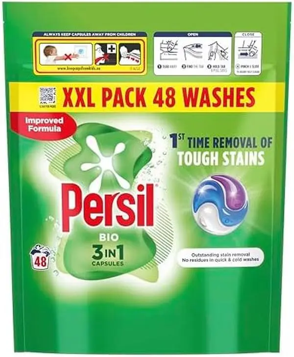3 in 1 Washing Capsules 1st time removal of tough stains outstanding stain removal in quick & cold washes