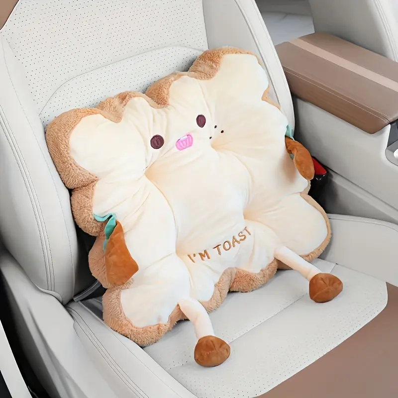 HGS     1pc Cartoon Toast Seat & Back Cushion – Comfy Washable Pillow for Chair, Car, or Home Use 4