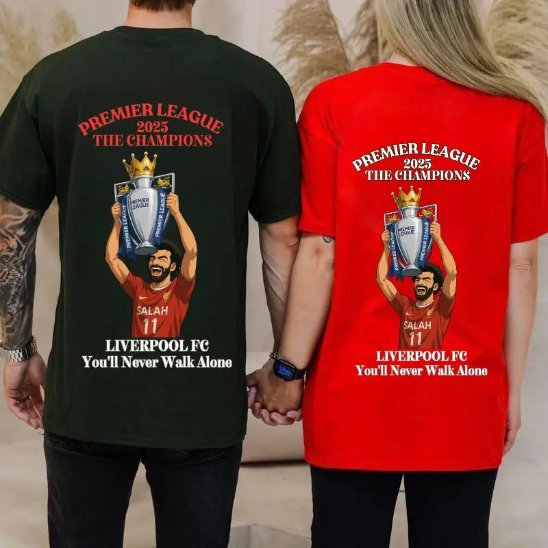 LIVERPOOL FC PR LEAGUE CHAMPIONS 2025 T-Shirt, Unisex 100% Cotton Short Sleeve, Football Fan Gift Liverpool Players 2