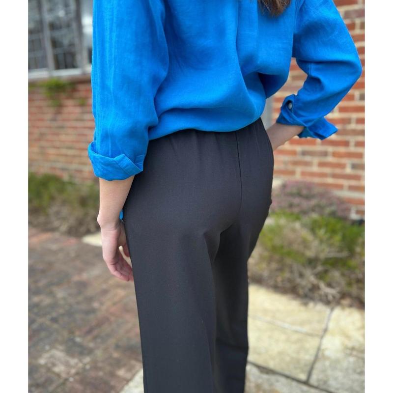 Black Stretch Waist wide leg Trousers 5