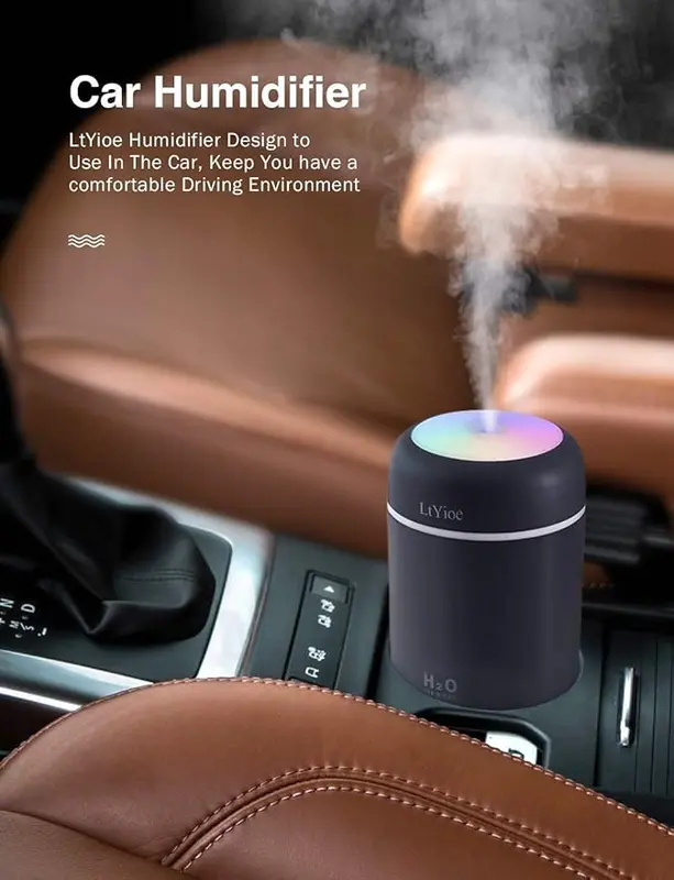 Humidifier Portable Mini Humidifiers for Bedroom, Personal Desktop Air Humidifier with Colorful Cycling Light, 2 Mist Modes and Auto Shut-Off, Super Quite for Office Home Car(Navy Black) 1