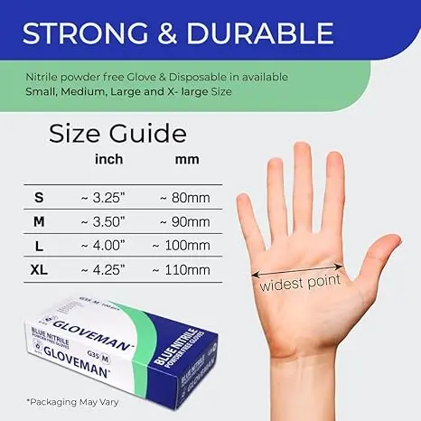 Pack of 100 Disposable Blue Nitrile Gloves Powder Free Latex Free for Salon Beauty Nail Tattoo Mechanics 1