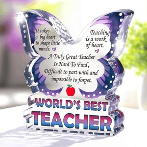 World's Best Teacher Desk DecorationMeaningful Gift for Graduating Students, TeacherRetirement, and Special School OccasionsCherished Keepsake for Celebrating Educators,Christmas Gift Exchange,Acrylic Plaque Sign