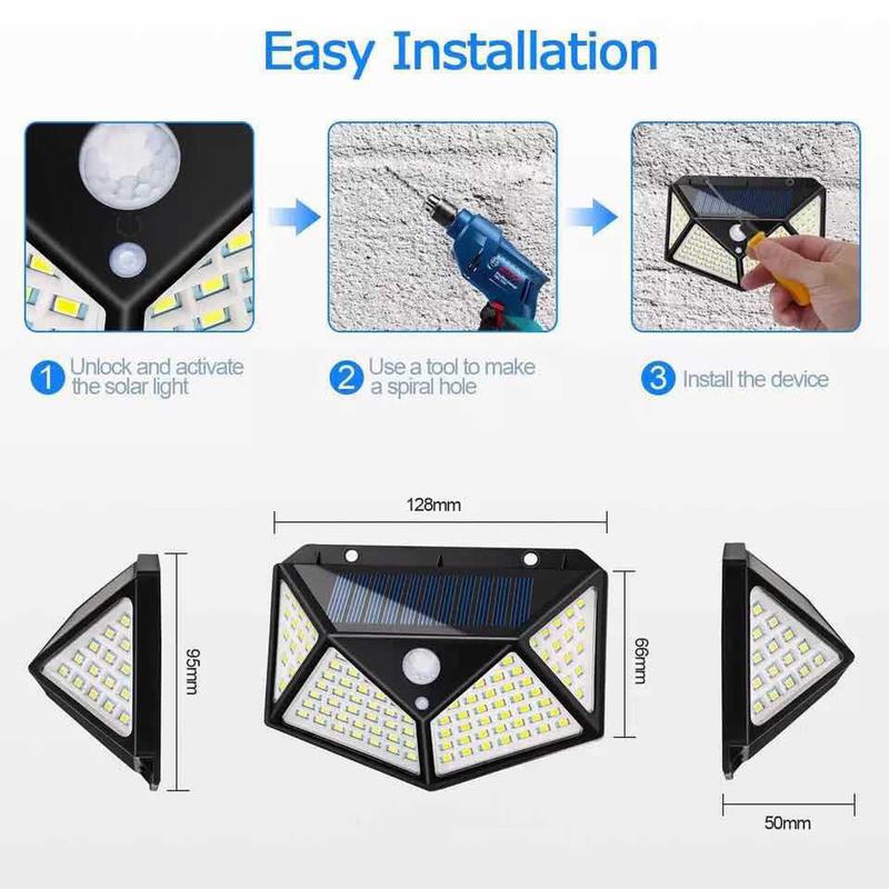 100 LED Wall Lights Outdoor Solar Lamp PIR Motion Sensor Solar Powered Sunlight Street Light for Garden Decoration 3