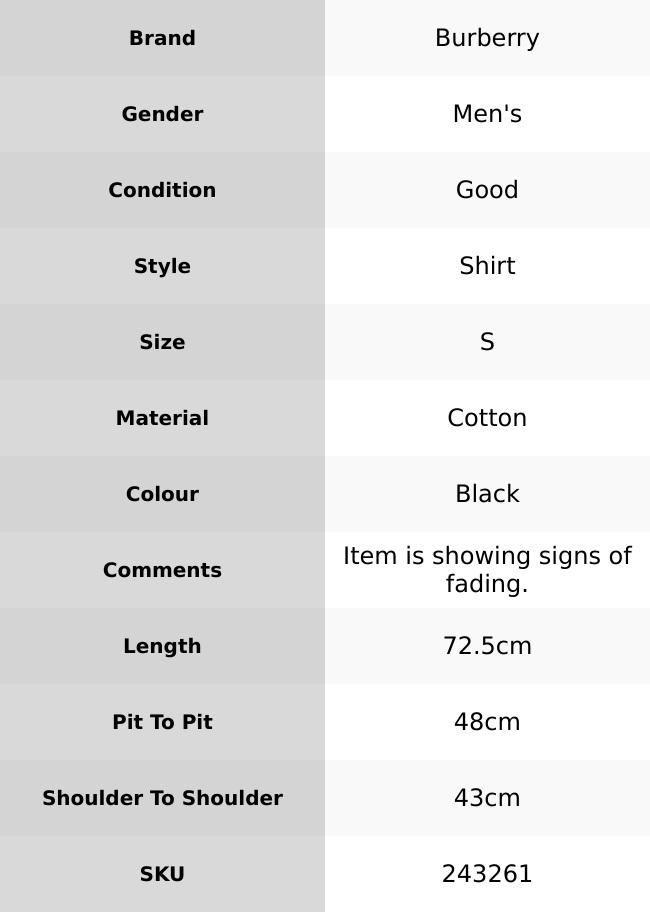 Product Introduction of Pre-owned  Burberry Men's Embroidered Logo Shirt Black Size S 49
