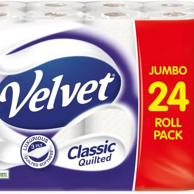 Classic Quilted Toilet Tissue 24 Rolls - Luxuriously Soft, Strong and Absorbent Toilet Roll - Jumbo Bulk Pack 24 Rolls - 3-ply - White