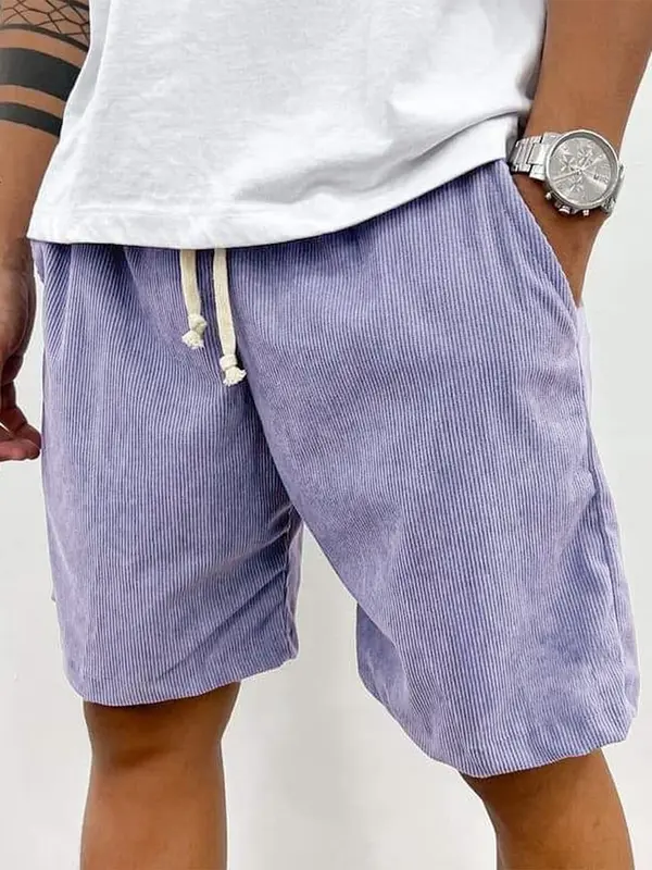 Men's Summer Casual Drawstring Corduroy Vintage Shorts 8
