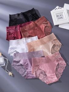 Women's Contrast Floral Lace Sheer Panty, Elegant Soft Comfy Regular Fit Breathable Knicker for Lady Daily Wear, Underwear for All Seasons, Soft Stylish Brief, Womenswear, Casual Elegant Underwear, Breathable Comfy Innerwear