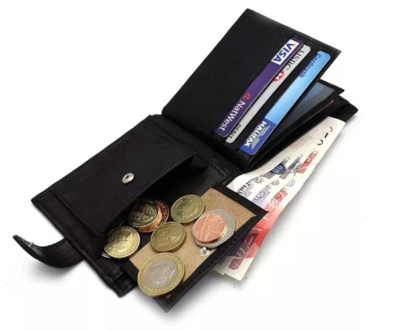 Men's RFID Blocking Genuine Leather Wallet with Snap Button leather wallet 5