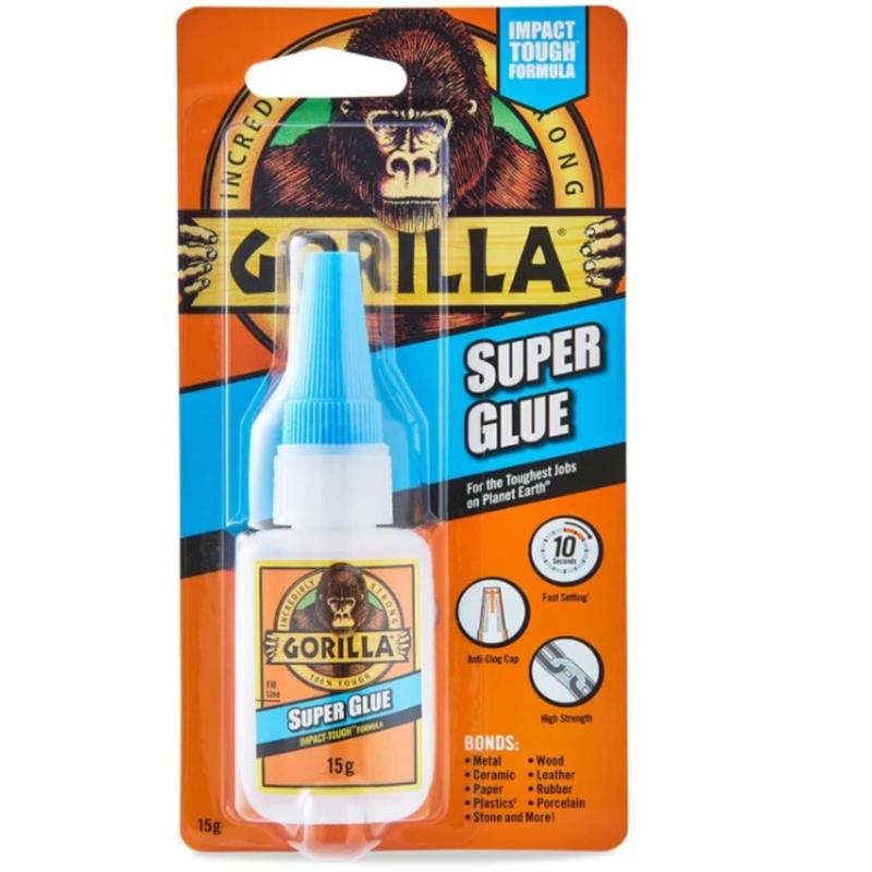 Gorilla Super Glue, 15g – All Purpose, Impact Tough & Fast Setting with Anti-Clog Cap Ideal for Metal, Ceramics, Leather & More 1