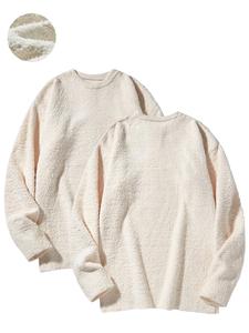 Men's Solid Drop Shoulder Sweater, Regular Fit Casual Long Sleeve Round Neck Pullover for Fall & Winter, Men's Clothes for Daily Wear