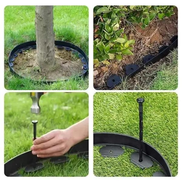 10 Metre Flexible Garden Border Grass Lawn Path Edging with Pegs – Black, Weather-Resistant, Customizable Landscaping 4