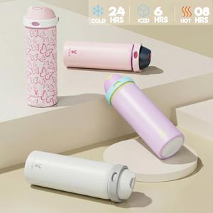 【NEW UPGRADE MEOKY BOUNCE CUP】Stainless Steel Vacuum Insulated Bottles Water Bottle Water Bottle with Straw Bevel Lid Lightweight And Leakproof Suitable For Office, Travel And Sports ,BPA-Free,Christmas gift(24oz/32oz/40oz)