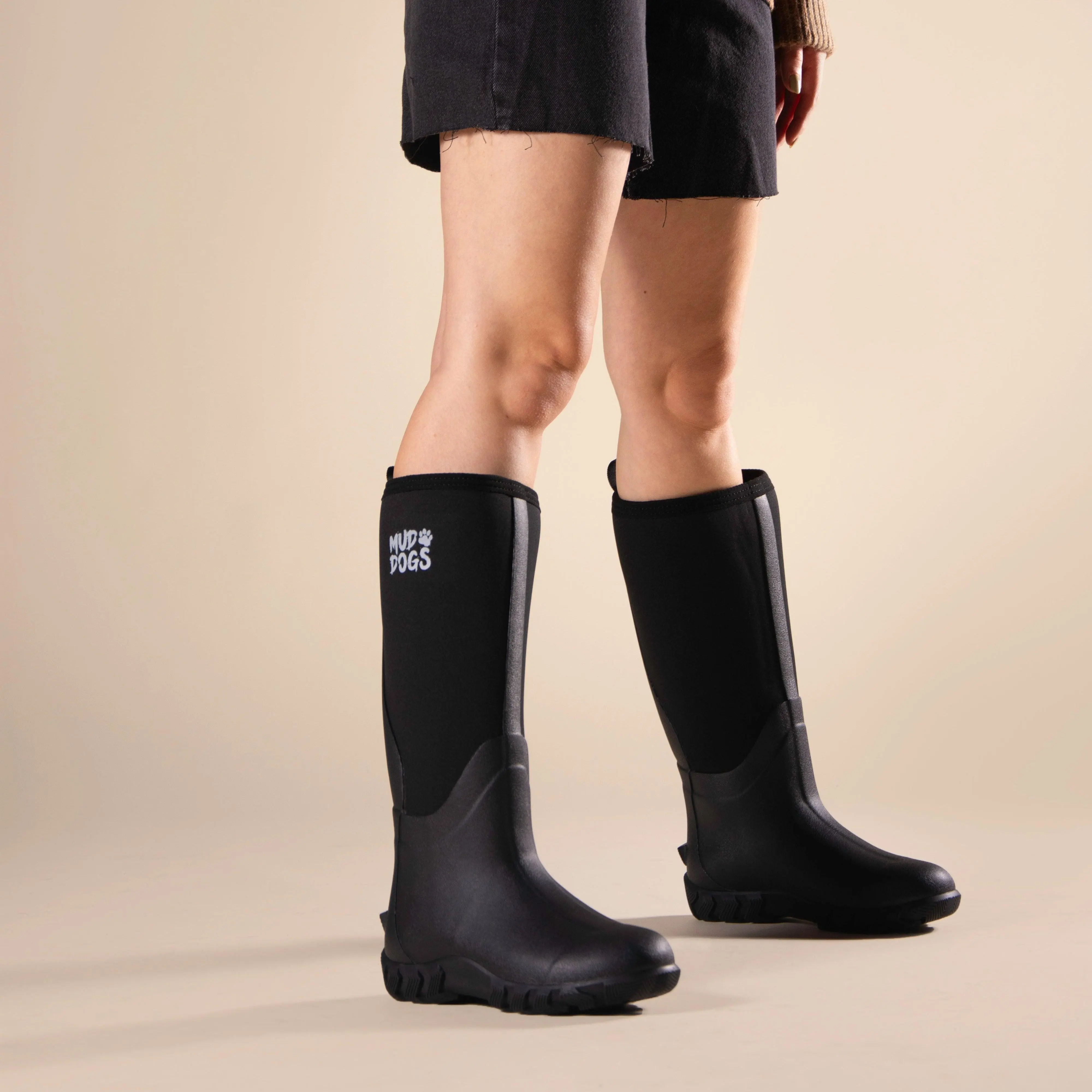 Mud Dogs RUTLAND TALL Neoprene Wellington Boots Black