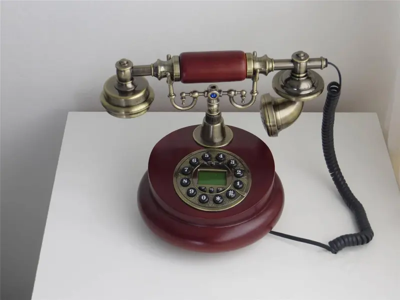 DESIGNO Replica Antique Telephone Vintage Home Landline Corded Working Classical Phone Machine (Wooden) 1