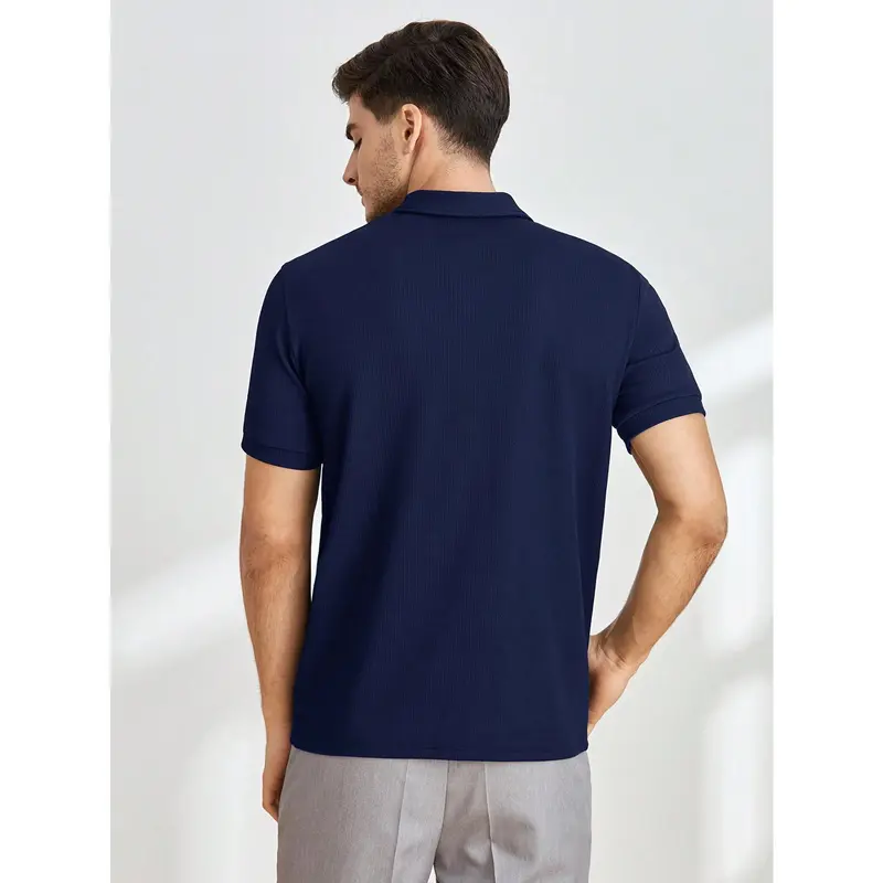 Manfinity ModaGents Men Solid Quarter Zip Polo Shirt, For Golf Menswear Top 1