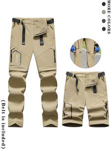 Men's Detachable Two-in-one Pants, Regular Fit Breathable Quick Drying Pants with Pocket Design, Casual Comfy Men's Trousers for All Seasons, Menswear, Work Trousers, Hiking Pants, Casual Bottoms