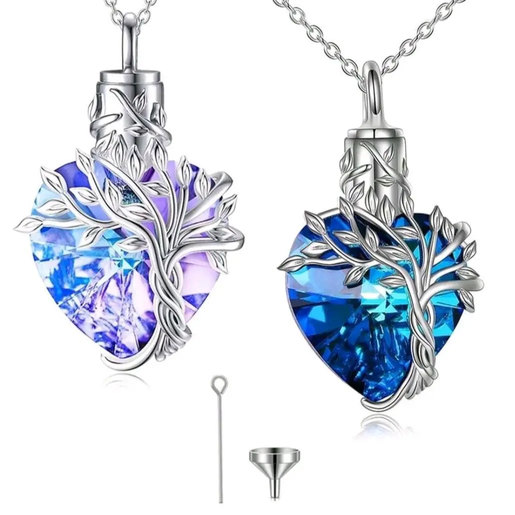 Crystal Hearts, ladies urn necklace and pendant set