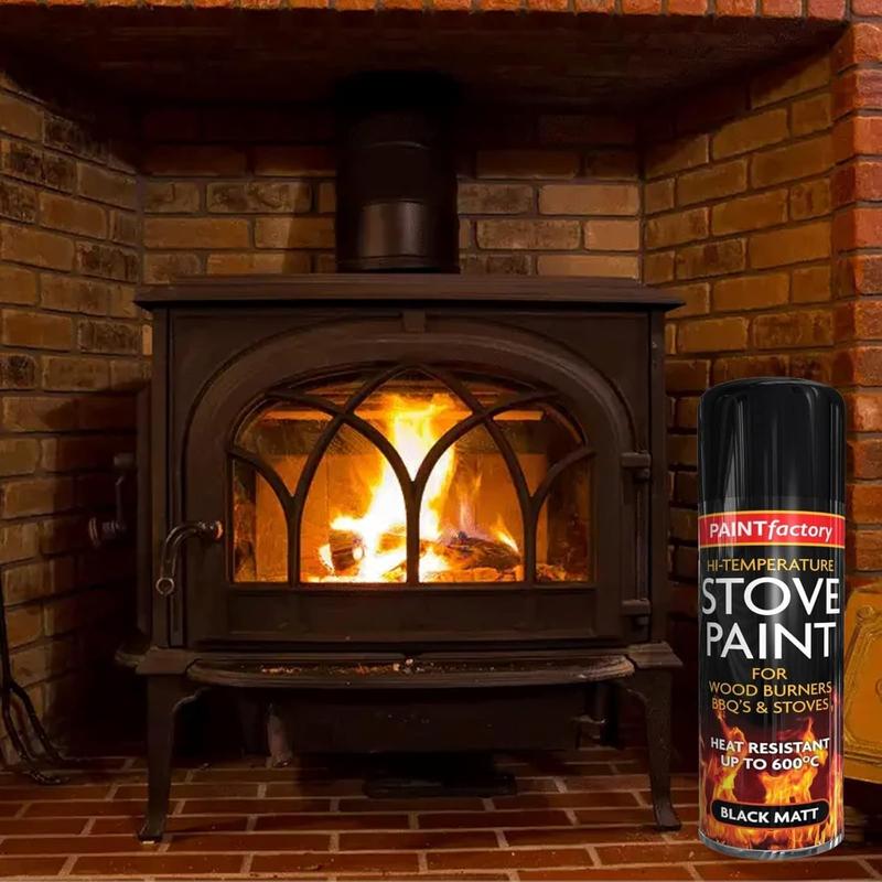 Paint Factory High-Temperature Stove Spray Paint Heat Resistant Up to 600°C For Wood Burners BBQ | Stoves Black Matt Spray 340ml | Durable & Long-Lasting Protection | Ideal for High-Heat Surfaces 3