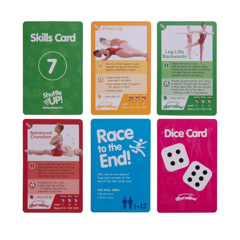Shuffle Up Gymnastics Games - Family Games for Kids with 70+ Fun, Active Workout Cards, Learn Gymnastics Skills Exciting & Fun Card Games Gifts For Girls & Boys 1