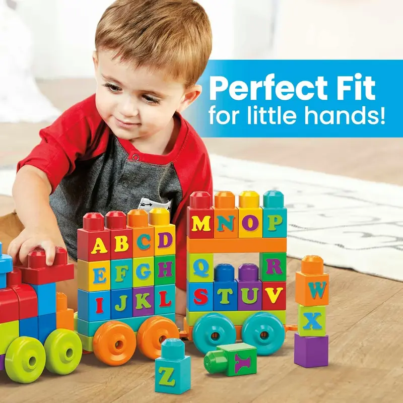 MEGA BLOKS First Builders Toddler Building Blocks Toy Set, ABC Learning Train with 60 Pieces, Ages 1+ Years, DXH35 4