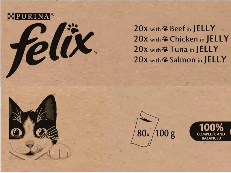 FELIX Mixed Selection in Jelly Wet Cat Food 100g x 80 Pouches – Delicious Variety of Meat and Fish Meals for Adult Cats 6