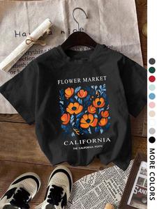 Women's Floral Print Round Neck Tee, Vintage Trendy Casual Short Sleeve T-shirt for Daily Wear, Ladies Summer Outfit, Top
