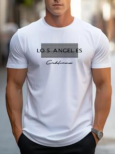 Men's Regular Fit Letter Graphic Round Neck Tee, Casual Short Sleeve T-Shirt for Summer, Mens Clothes for Daily Wear