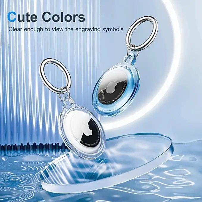 [4 Pack] Waterproof AirTag Holder for Apple AirTag with Keychain - Anti-Lost, Anti-Scratch AirTag Keyring Case for Pet Collar, Key, Luggage - 360° Protective Air Tag Accessory Tracker Cover 1