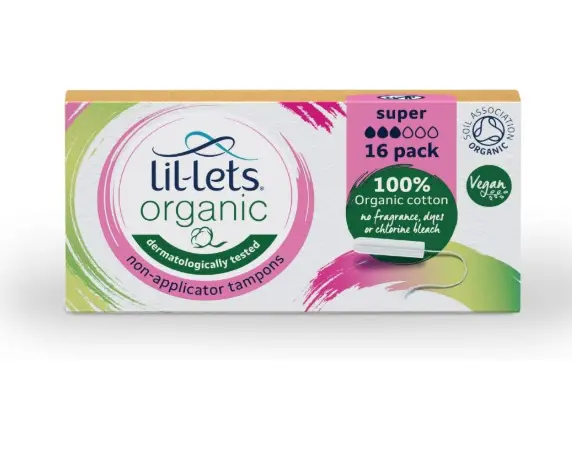 Lil-Lets Organic Super Tampons 16 Count Non-Applicator 100% Cotton GOTS Certified Vegan Period Care No Plastic 1