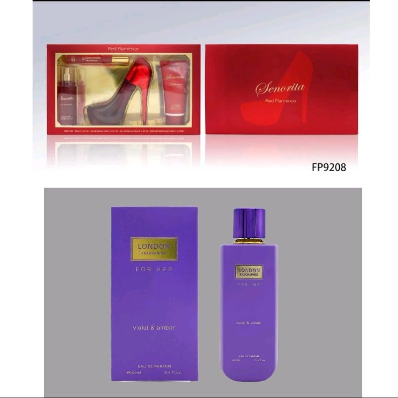 Senorita Red Flamenco 4pc Women's Perfume Gift Set and London Fragrances For Her Violet & Amber - Eau de Parfum 100ml 0