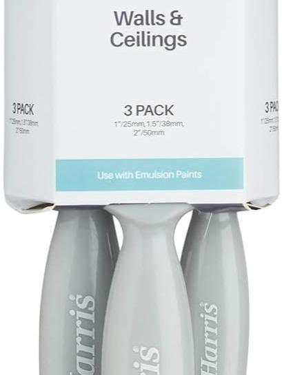 Essentials Walls & Ceilings Paint Brushes - 3 Brush Pack (1", 1.5", 2") - Grey 5