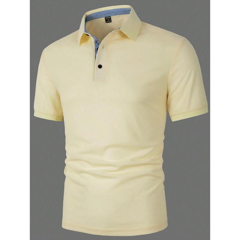 Manfinity Mode Men Letter Embroidery Detail Collar Polo Shirt, For Work Menswear Top Tropical Shortsleeve 4