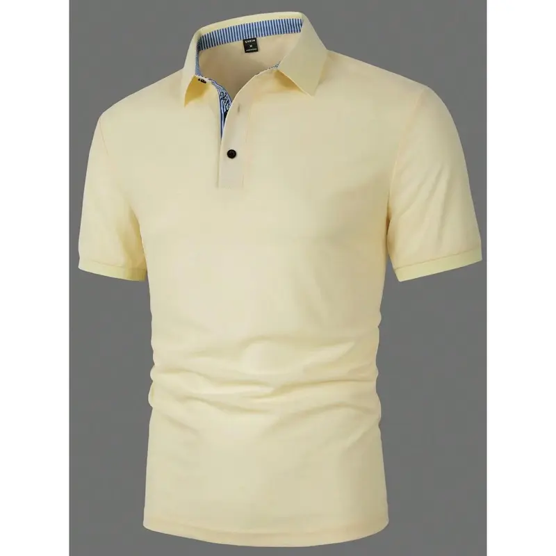 Manfinity Mode Men Letter Embroidery Detail Collar Polo Shirt, For Work Menswear Top Tropical Shortsleeve 4