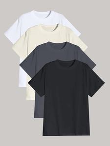 Men's Solid Color Short Sleeve Tee, Casual Breathable Round Neck T-shirt for Summer, Men's Top for Daily Wear, Tropical