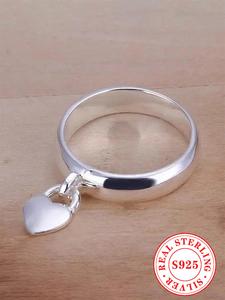 S925 Sterling Silver Heart Shaped Ring, Fashion Accessories for Women & Girls, Trendy All-match & Exquisite Jewelry for Birthday Gift